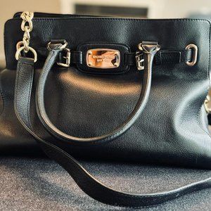 Authentic Michael Kors Large Pebbled Leather Satchel- BLACK